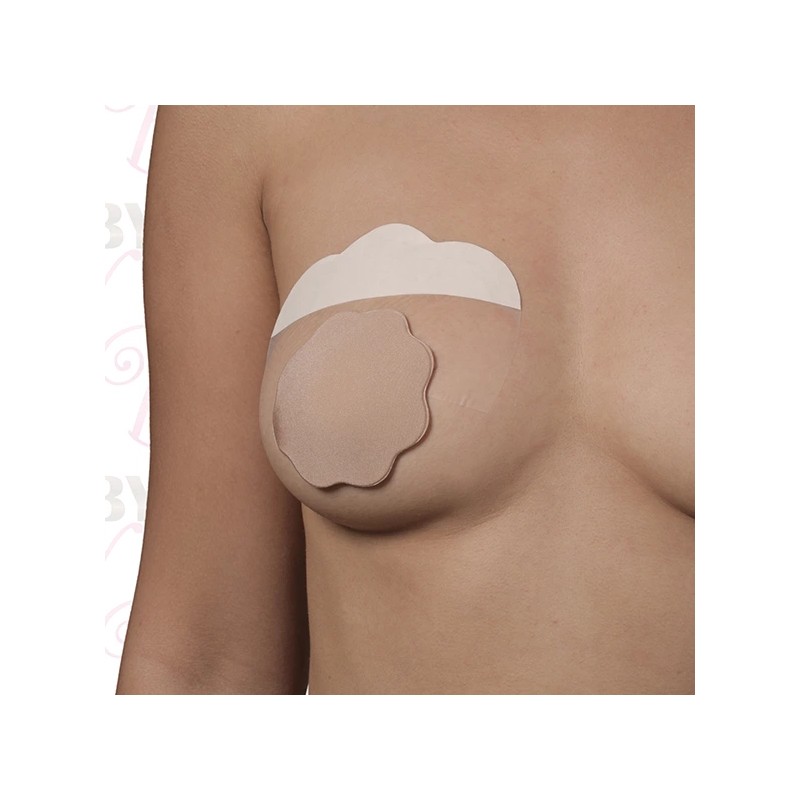 Taśmy do biustu i nakładki materiałowe - Bye Bra Breast Lift & Fabric Nipple Covers Miseczka F-H 3 pary